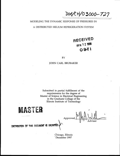 Modeling Dynamic Resp of Pressures in Distrib He Refrig System [thesis]