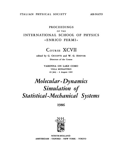 Molecular-Dynamics Simul. of Statistical Mechanical Systs