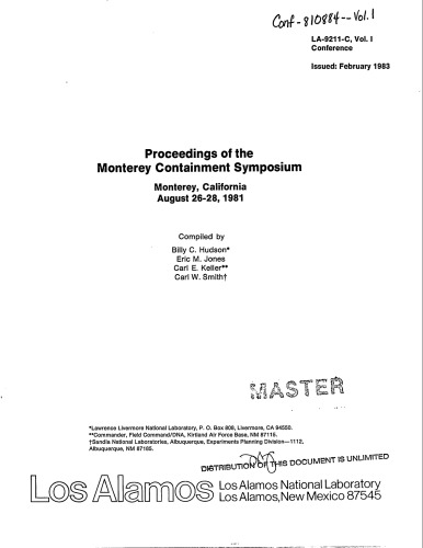 Monterey Containment Symposium Proceedings [Aug 26-28 1981]