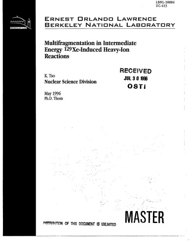Multifragmentation in Intermed. Energy Heavy-Ion Reactions [thesis]