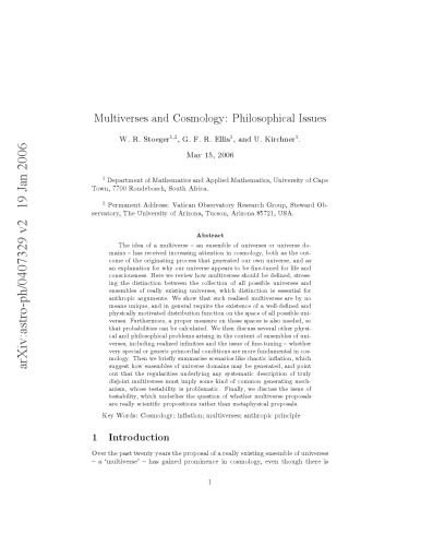 Multiverses and Cosmology - Philosophical Issues