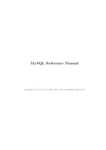 MySQL Manual