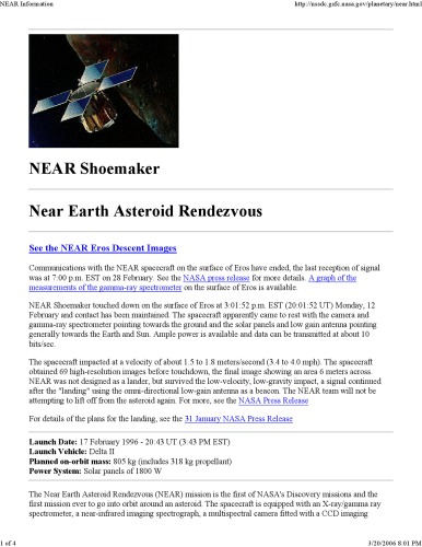Near Shoemaker Earth Asteroid Rendezvous