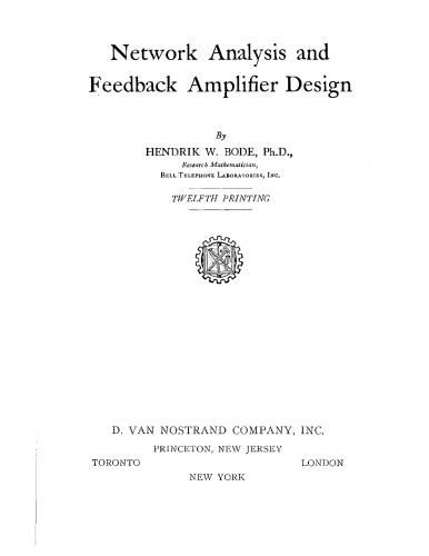 Network Analysis and Feedback Amplifier Design 12th ed