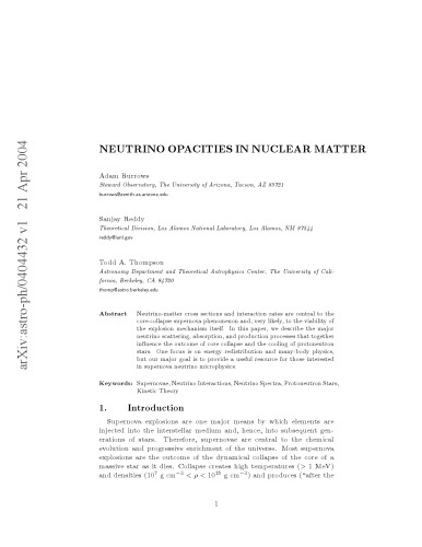 Neutrino Opacities in Nuclear Matter