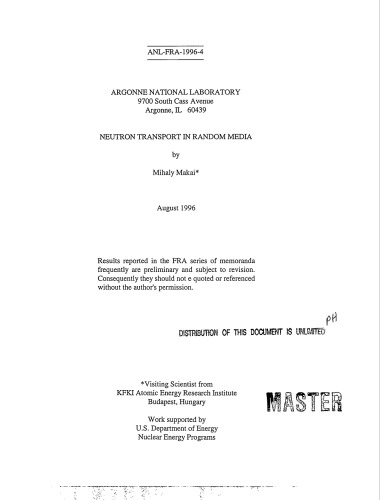 Neutron Transport in Random Media