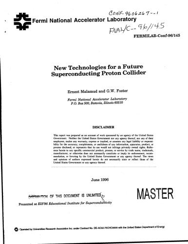 New Technology for Future Superconducting Proton Collider