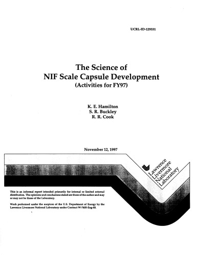 NIF - Science of Scale Capsule Development