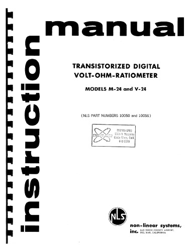 Non-Linear Systems Digital Voltmeters M-24, V-24
