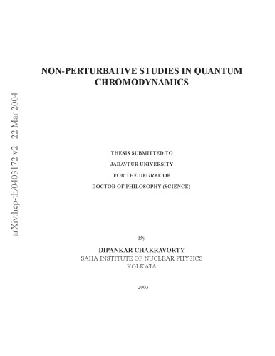 Non-Perturbative Studies in QCD [thesis]