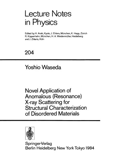 Novel Appln of Anomalous (Resonance) X-ray Scattering for Structural Characterization of Disordered Mtls