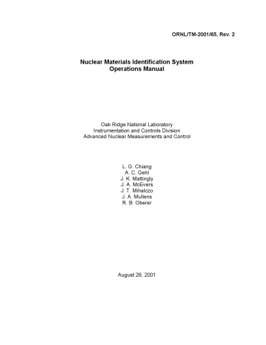 Nuclear Materials Identification System - Operations Manual