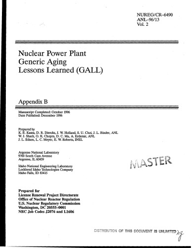 Nuclear Powerplant Generic Ageing Lessons Learned [Appendix B]