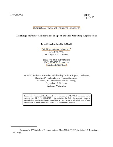 Nuclide Importance in Spent Fuel for Shielding Applications [short article]