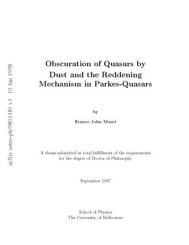 Obscuration of Quasars by Dust and the Reddening Mech in Parkes-Quasars [thesis]