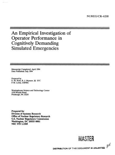 Operator Performance in Cognitively Demanding Simulated Emergencies