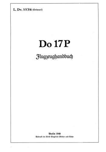 Pilot's Handbook - Do 17P (Dornier bomber) (Flugzeughandbuch)