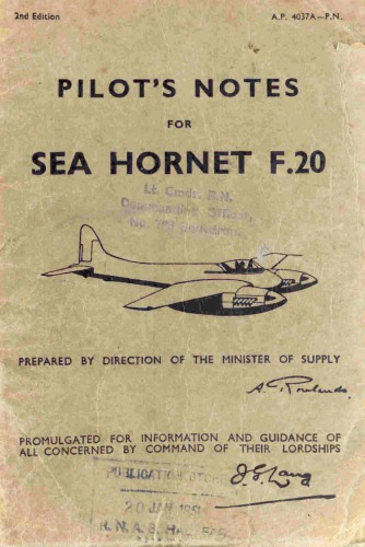 Pilot's Notes - Sea Hornet F.20 (fighter) [A.P. 4037A P.N.]