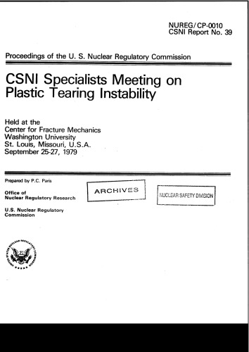 Plastic Tearing Instability [specialists meeting] (csni80-39)