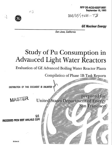 Plutonium Consumption in Advanced LWRs [GE] -