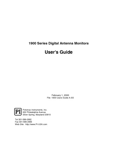 POTOMAC 1900-Series Digital Antenna Monitors - Users