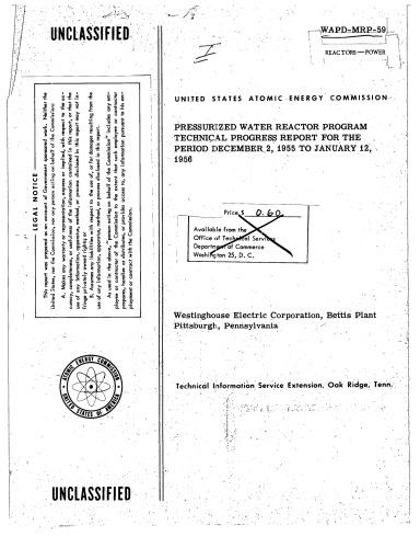 PWR Program Progress Rpt [Dec 2 1955 - Jan 12 1956] [declassified]