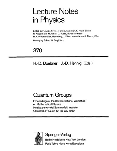 Quantum Groups [procs,8th Int'l Wkshp]