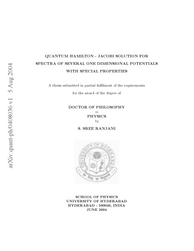 Quantum Hamilton-Jacobi Solutions for 1-Dimensional Potentials [thesis]