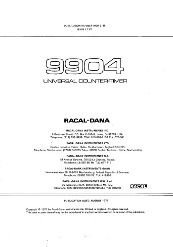 Racal-Dana Model 9904 Universal Counter-Timer - maint