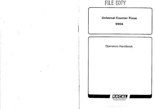 Racal-Dana Model 9904 Universal Counter-Timer Operators Handbook