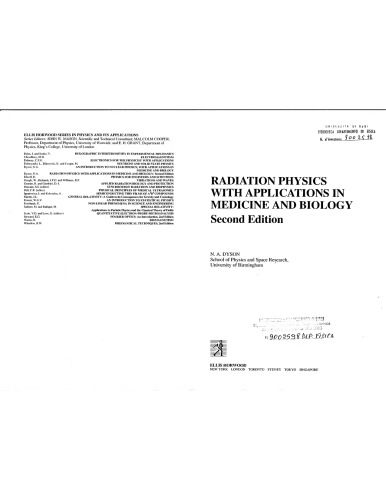 Radiation Physics With Applns in Medicine and Biology