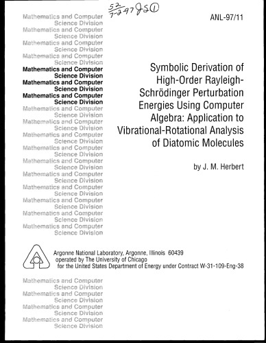 Rayleigh-Schrodinger Perturbation Energies - Symbolic Derivation