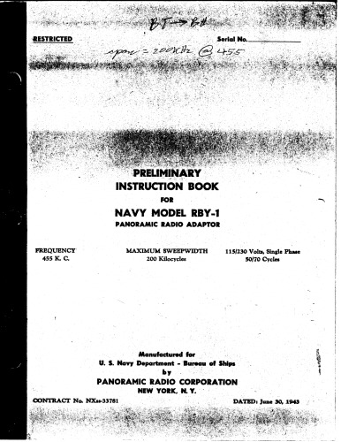 RBY-1 Panoramic Radio Adaptor (Mil TM - prelim)