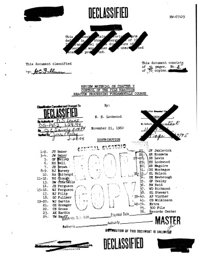 Reactor Processing Funds. - Ctl of the Pile Reaction (review mtls) [Declassified]