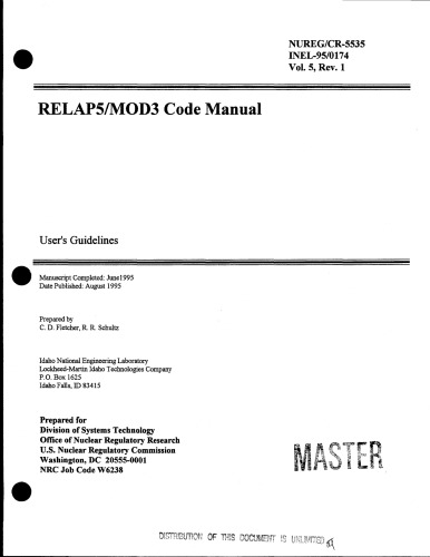 RELAP5 MOD 3 Code Manual Vol 5 - [User Guidelines] - US NRC