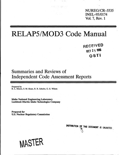 RELAP5 MOD 3 Code Manual Vol 7 - [Summaries, Reviews] - US NRC