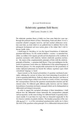 Relativistic Quantum Field Ttheory