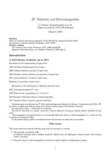 Relativity and Electromagnetism [lect notes]