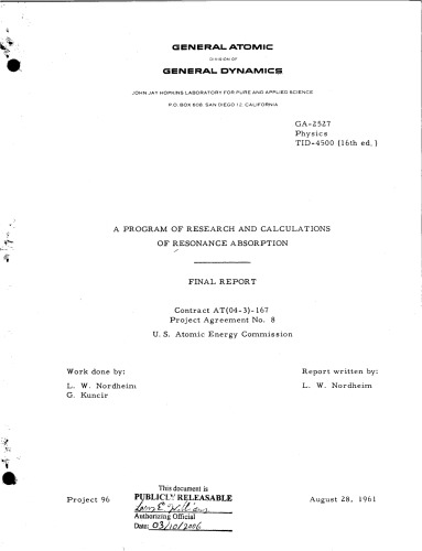 Resonance Absorption - Research and Calculations