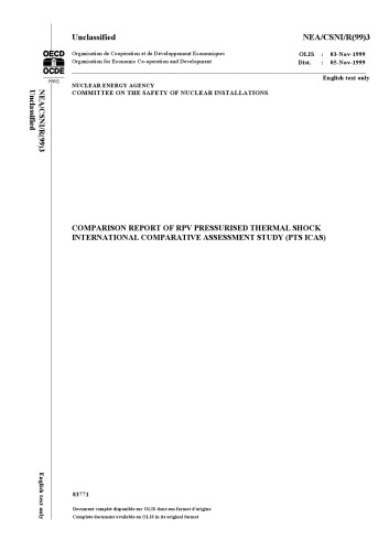 RPV Pressurized Thermal Shock - Assessment Study (csni-r99-3)