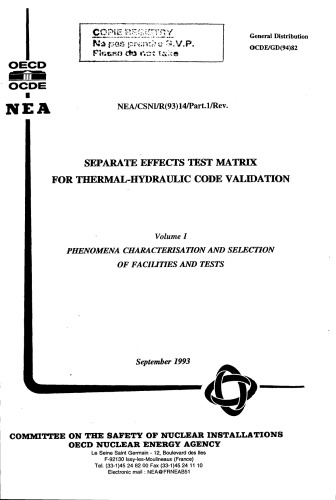Separate Effects Matrix - Thermal-Hydraulic Effects Code Validation (csni-r1993-14)