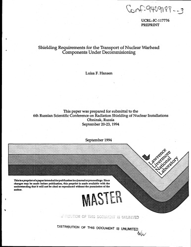 Shielding Rqmts for Transport of Nuclear Warhead Components in Decommissioning