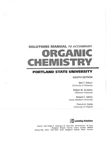 SOLUTIONS MANUAL to Acc. Organic Chem.