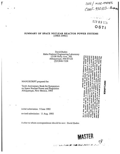 Space Nuclear Reactor Power Systems