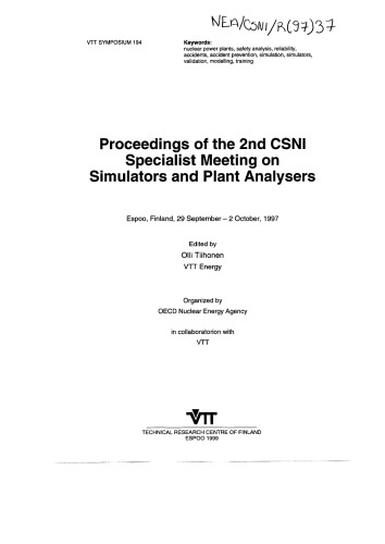 Specialist Meeting on Simulators, Plant Analyzers (csni-r1997-37)
