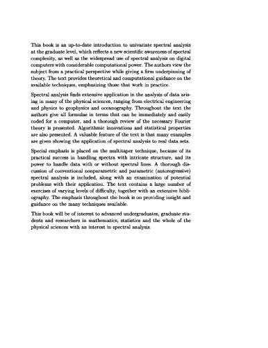 Spectral Analysis for Physical Applns. [math]
