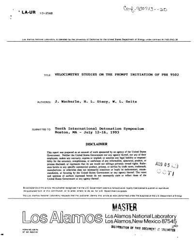 Studies on Prompt Initiation of PBX9502 [nucl weapon explosive lenses]