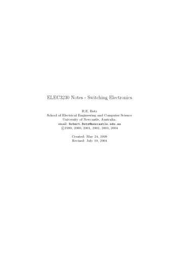 Switching Electronics [ELEC 3230 Notes]