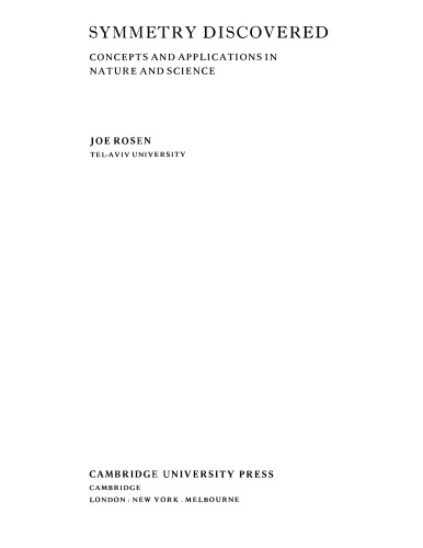 Symmetry Discovered - Concepts and Applns in Nature, Science
