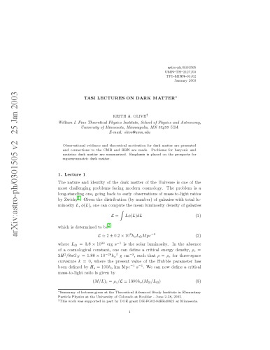 TASI Lectures on Dark atter [lg article]